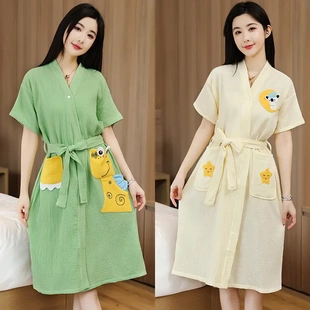 2025新款纯棉纱布浴袍女大人可穿可裹全棉吸水速干浴巾夏季薄裹巾