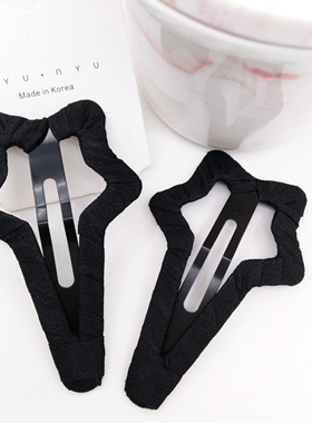 新款星星黑色大号夹子顶夹包布发卡子边夹女bb夹刘海夹碎发夹头饰