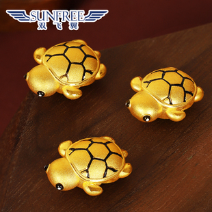 黄金可爱小乌龟富甲天下烤漆龟壳足金999手编绳串珠男女长命宝宝