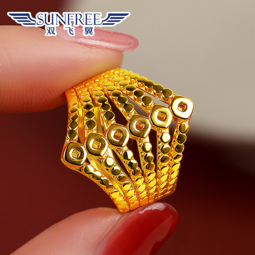 硬金5G工艺亮面花纹戒指指环