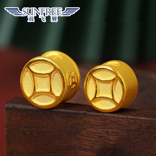 经典铜钱图案手串编绳隔珠金珠