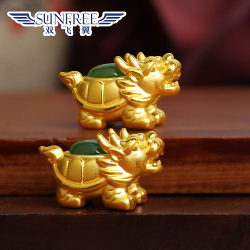金镶玉黄金龙头龟碧玉