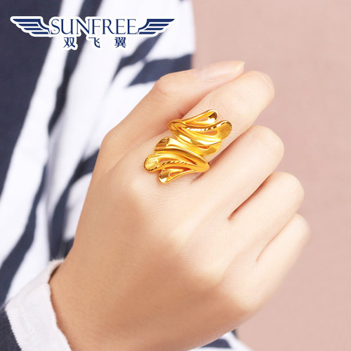 时尚黄金戒指盛开花朵女戒