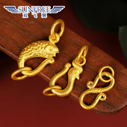 足金古法实心手链编织尾扣