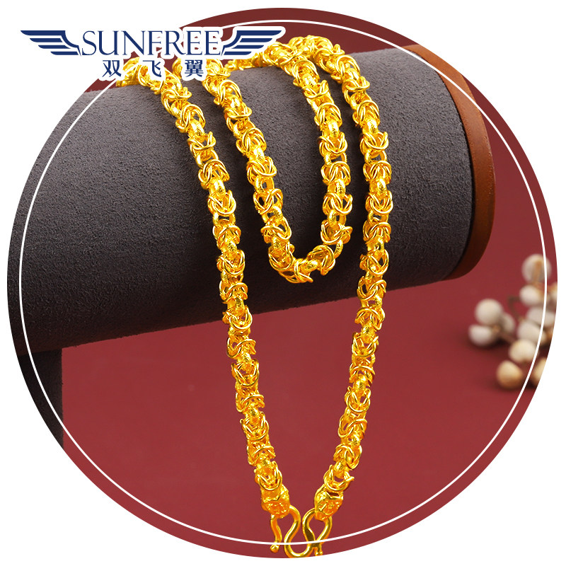 黄金龙骨项链男女士真足金999霸气四方脊加粗款吊坠配手链转运珠