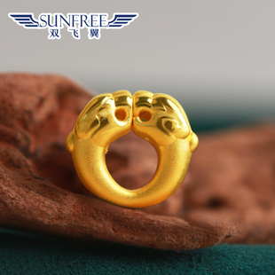 黄金兽首卡子文玩手串配件足金999串珠男女款 硬金手链跑环隔珠
