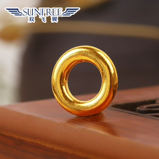 黄金足金999亮面乾坤圈3D硬金跑环男女情侣转运串珠圆形隔圈编织