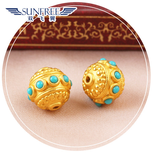 足金转运珠男女蜻蜓镶嵌diy