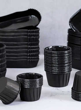 万圣节纯黑色耐高温纸杯蛋糕纸杯子系蛋糕甜品台摆台蛋糕纸杯模具