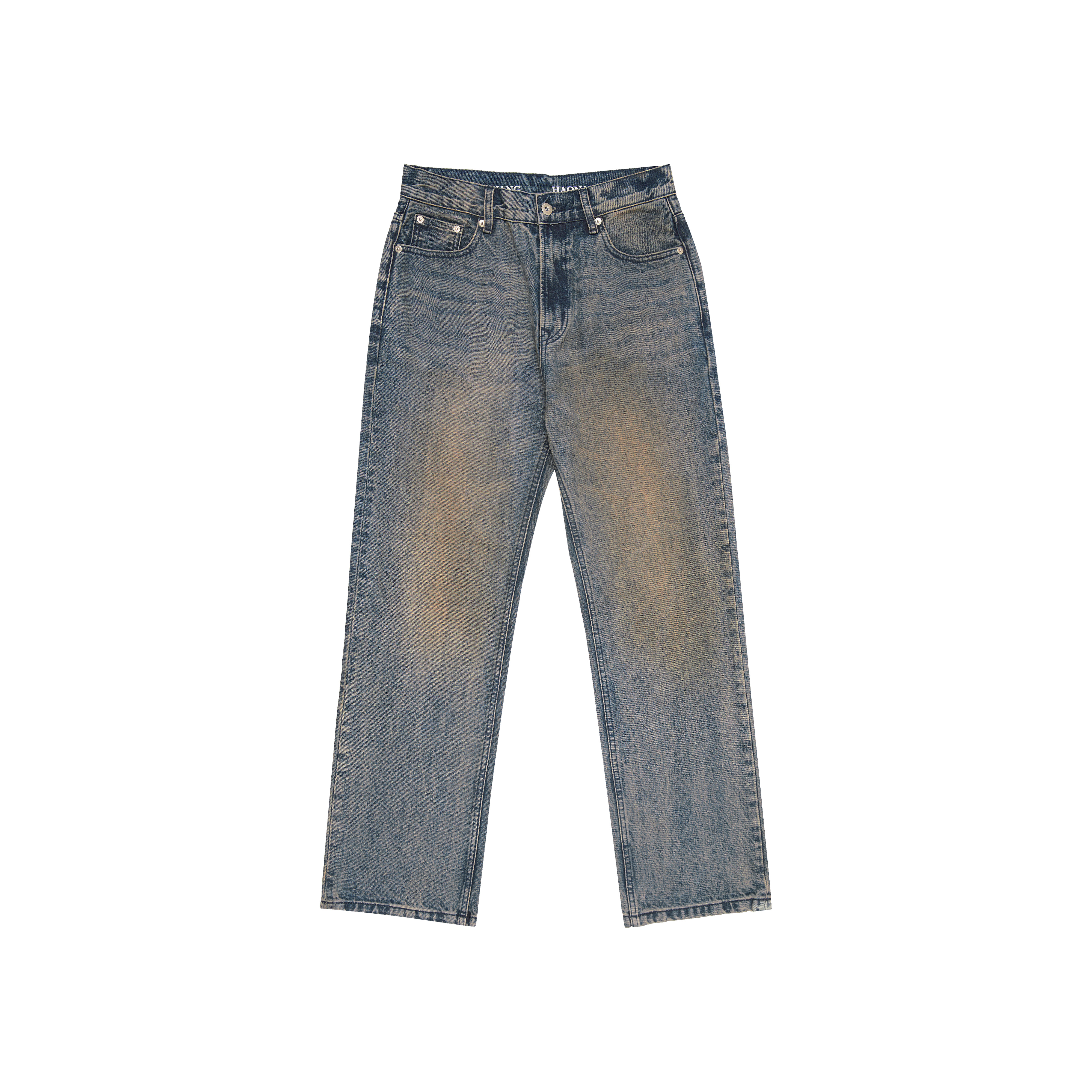 直筒牛仔裤重制501擦脏破坏