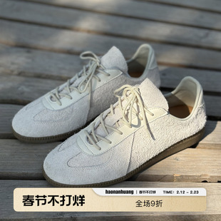 haonanhuang 纯牛皮绒纯羊皮内里欧索莱鞋垫拼皮复古德训鞋