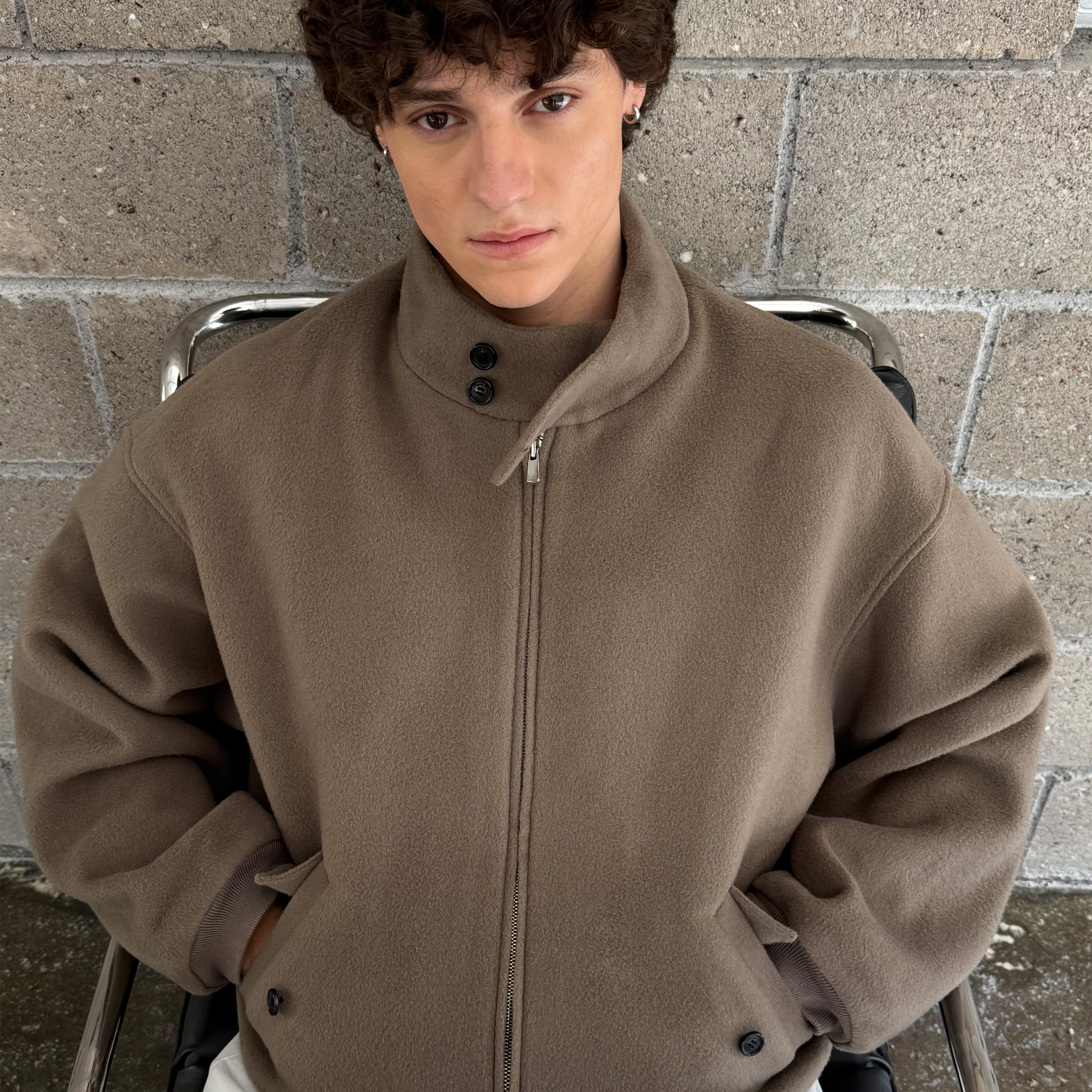 澳洲进口纯羊毛哈灵顿立领夹克