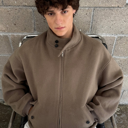 澳洲进口纯羊毛哈灵顿立领夹克