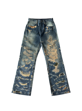 【苟明睿同款】haonanhuang重置501康利印花boro水洗复古牛仔裤