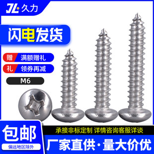 304不锈钢木牙盘头自功螺钉/6毫米镙丝十字圆头自攻螺丝钉/锣丝M6