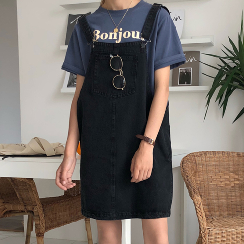 大碼蘿莉女裝200斤遮肚子連衣裙夏胖mm藏肉牛仔背帶裙顯瘦短裙子