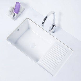 新款 洗手盆家用阳台洗衣池水槽厂家直销 带搓衣板台下陶瓷洗衣盆