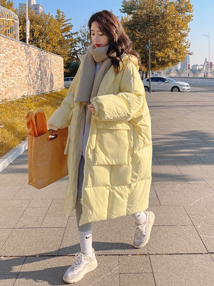 羽绒棉服女过膝中长款2024年冬季新款韩版宽松面包服棉衣加厚外套