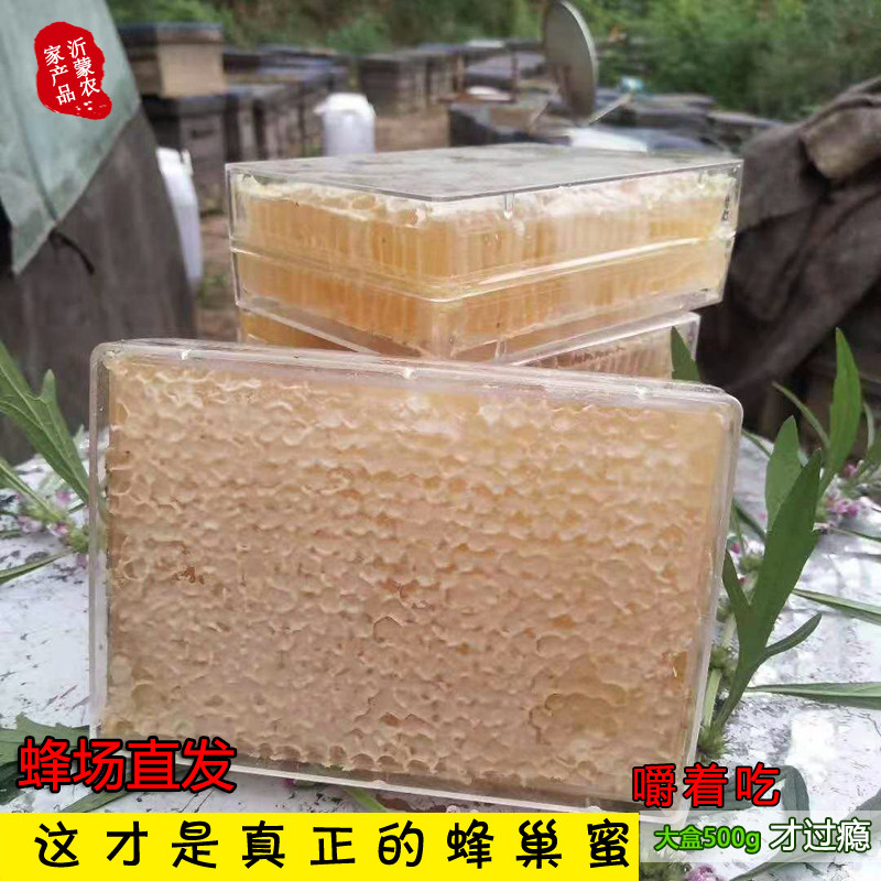 蜂巢蜜纯正天然嚼着吃大块盒装500g野生蜂窝巢框蜜农家自产土蜂蜜