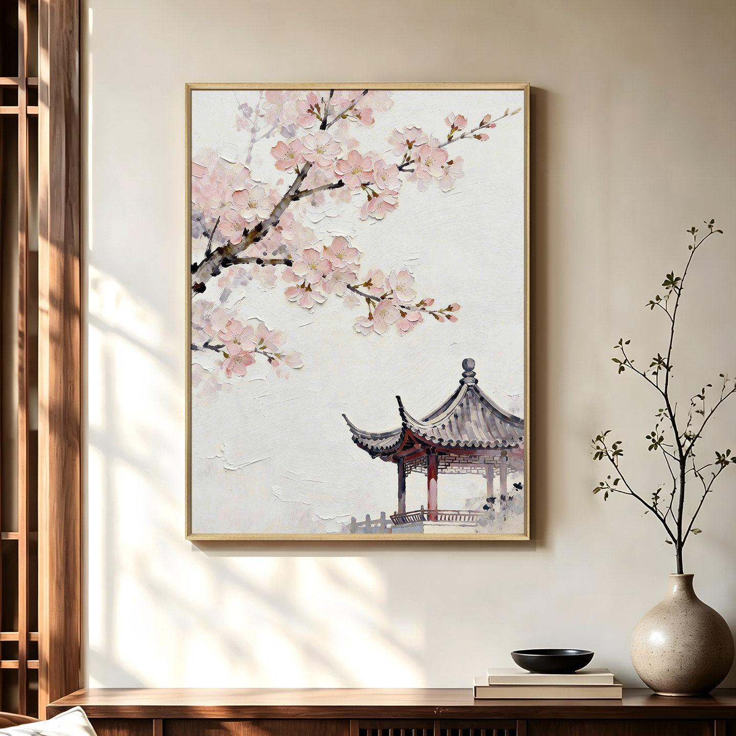 盈浩新中式江南意境花卉装饰画客厅卧室禅意国风挂画沙发背景壁画