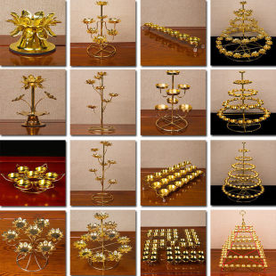 多款 酥油灯灯架108盏三层七星酥油灯座七彩莲花灯北斗七星蜡烛台