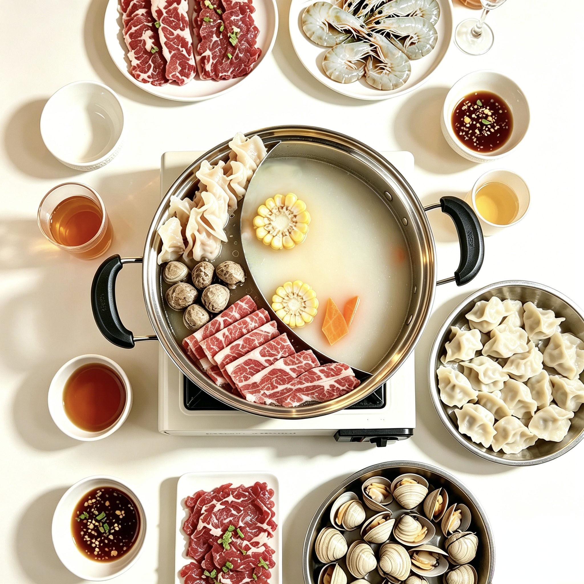 304不锈钢锅蒸火锅鸡煲蒸海鲜牛肉火锅店商用家用电磁炉煤气通用