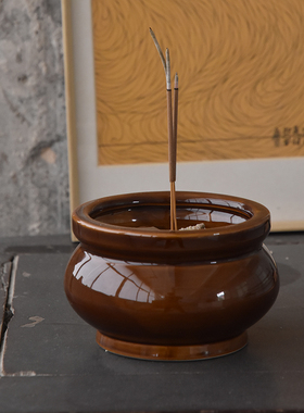 家用供奉供佛焚香陶瓷平底香炉