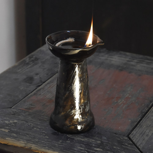 仿古手工陶瓷油灯烛台