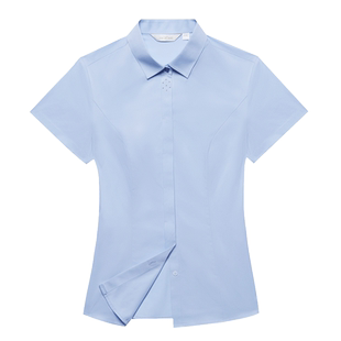 【纯棉免烫】虎豹女士商务短袖职业衬衫暗门襟气质正装面试工作服