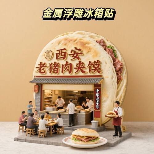 西安文创金属浮雕冰箱贴