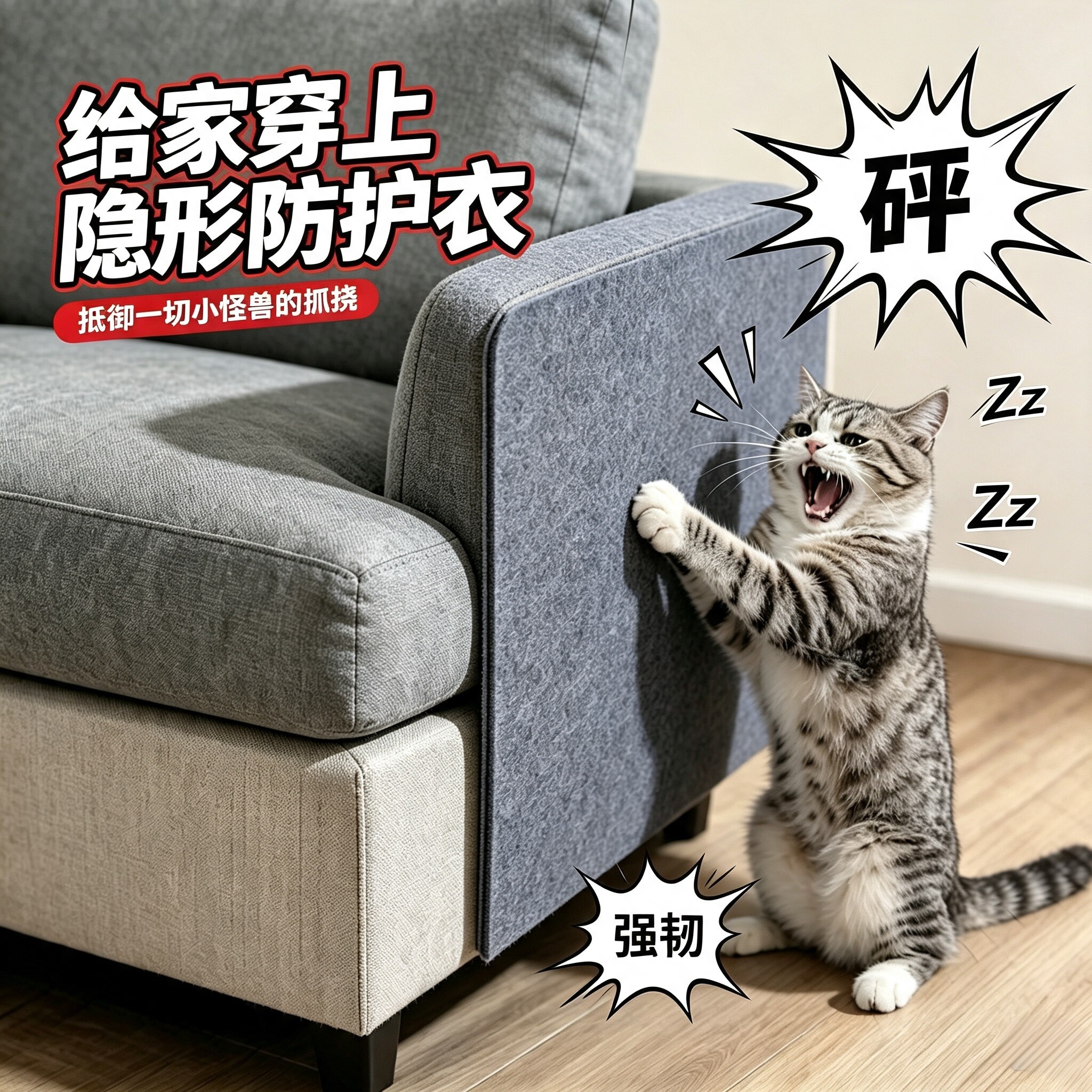 猫爪攀爬垫自粘沙发防抓贴 可裁剪耐磨猫咪磨爪板家具墙面保护垫