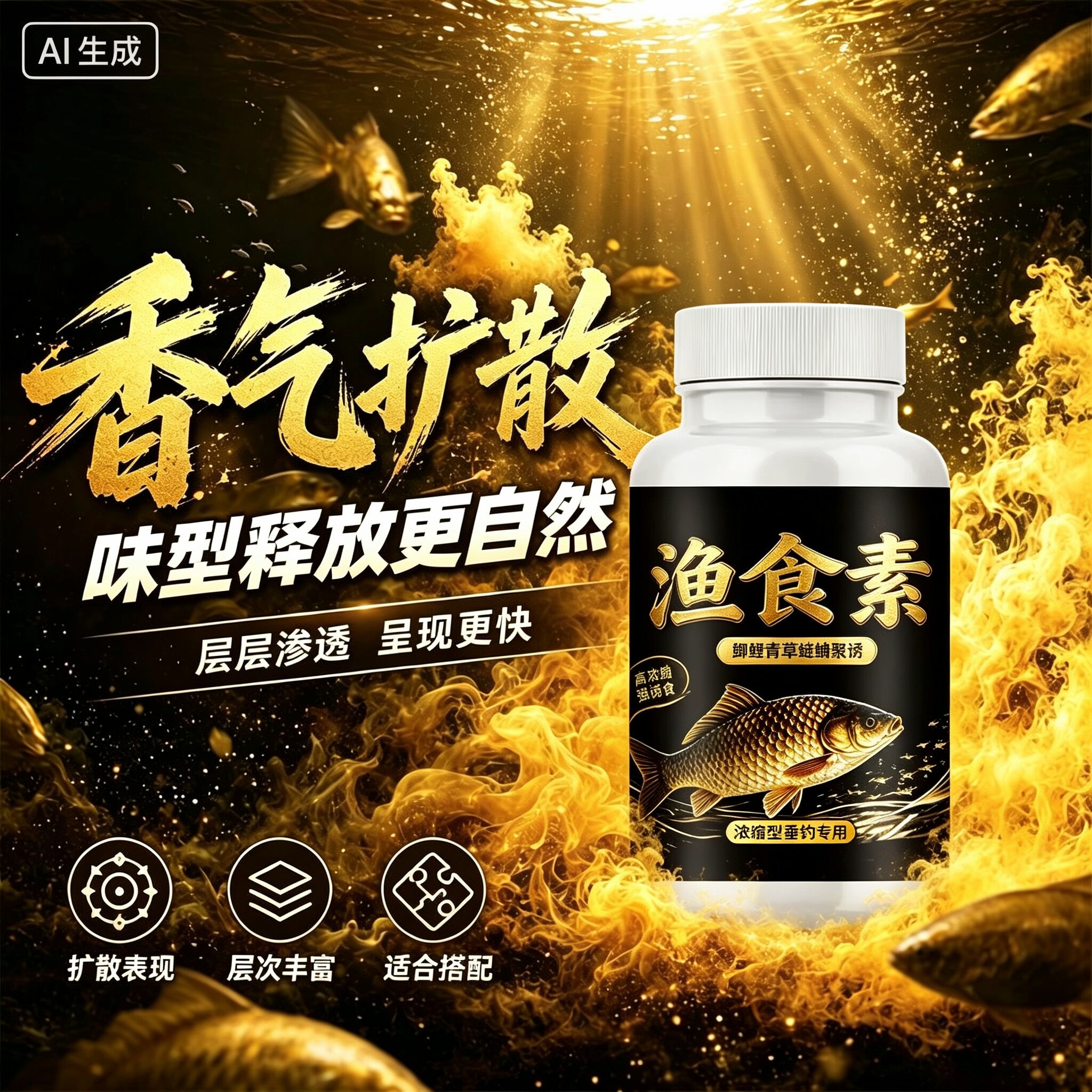 强效渔食素钓鱼小药水鲫鲤草罗非鲢鳙诱食鱼饵窝料开口添加剂黑坑