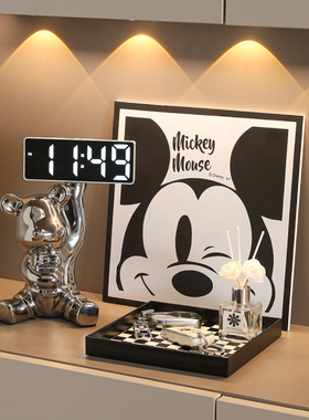 轻奢玄关摆件电子钟入户鞋柜装饰