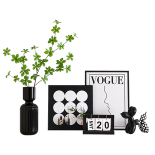 客厅电视柜摆件高级感插花瓶绿植吊钟现代简约酒柜入户玄关装饰品