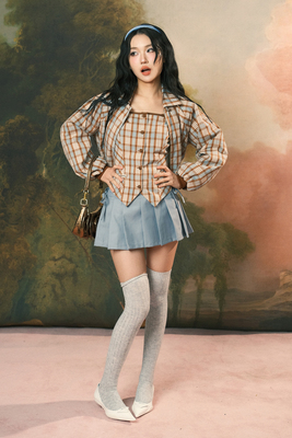 棒球外套早春格纹原创设计