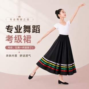 成人儿童性格舞裙女童舞蹈考级练功长裙英皇代表性裙子艺考土风裙