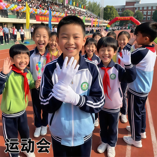 儿童礼仪白手套学生军训运动会表演仪仗队升旗黑白色夏季薄款男女
