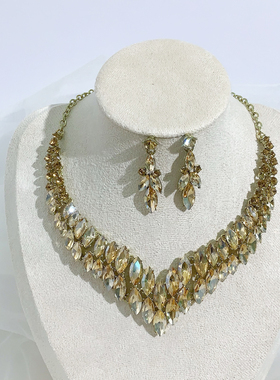 YOUFIR高档精致礼盒婚礼配饰项链耳环舞会礼服套链欧美热销跨境