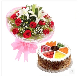 包头东河区工业路劝业城红星青年农场玫瑰花生日蛋糕鲜花店同城