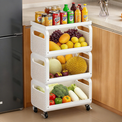 厨房蔬菜置物架多层可移动小推车