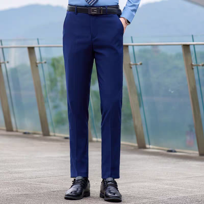 雷克萨斯4s店西裤男上班工作服直筒免烫蓝色修身西装裤男正装裤子