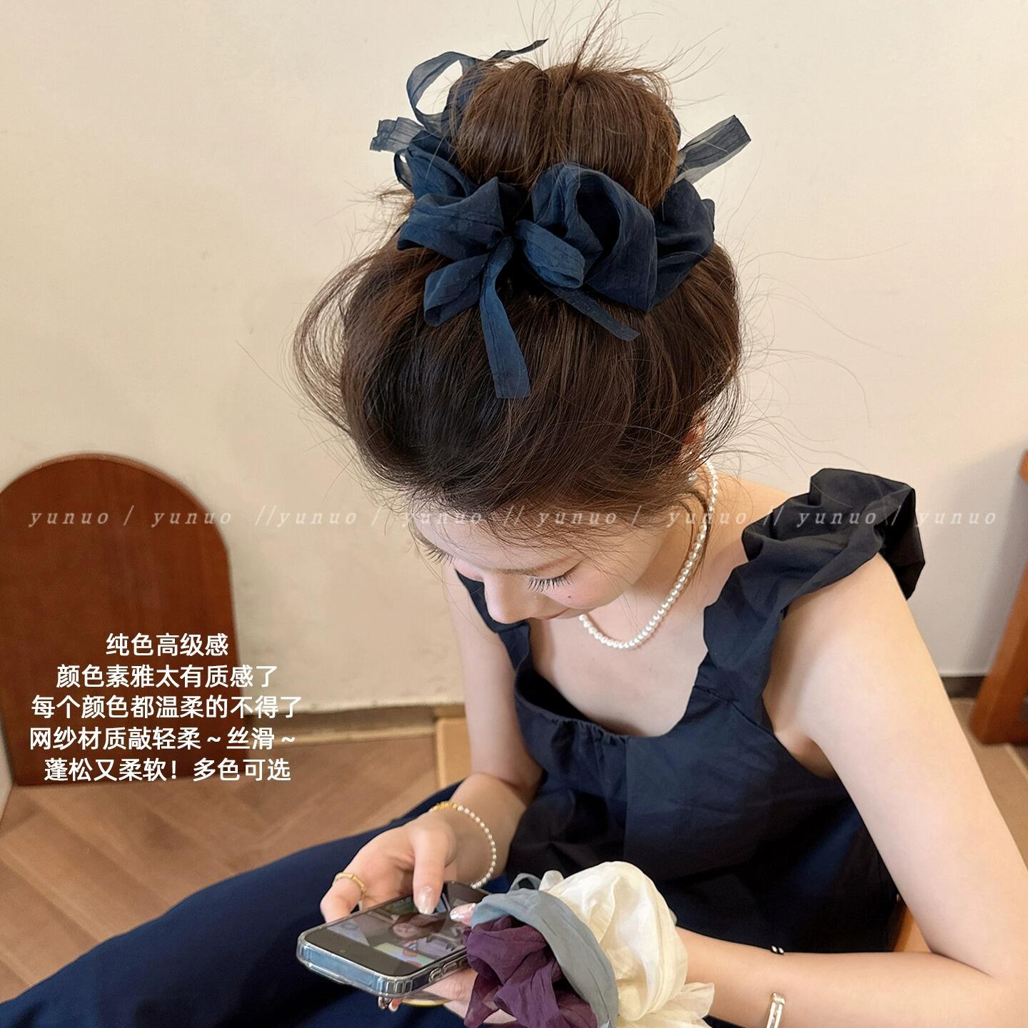 温柔网纱蝴蝶结大肠发圈