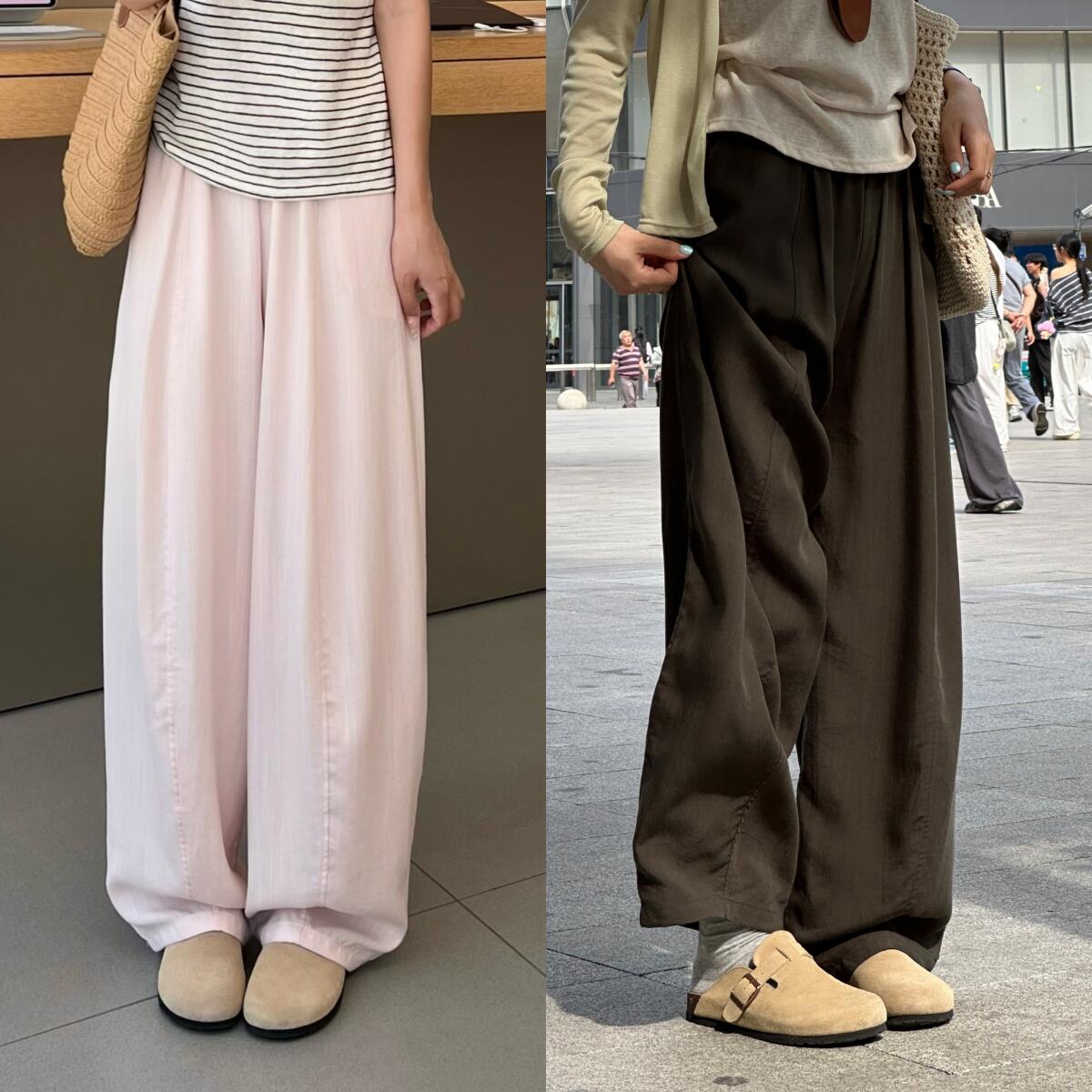 天丝亚麻阔腿裤女夏薄款慵懒风