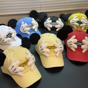 snapshot帽红薯同款 小手捂脸可爱造型棒球帽夏天拍照卡通米妮帽子