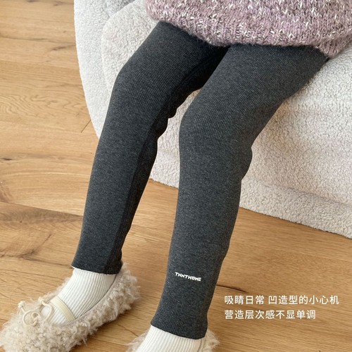 冬女童细螺纹加绒加厚600g打底裤