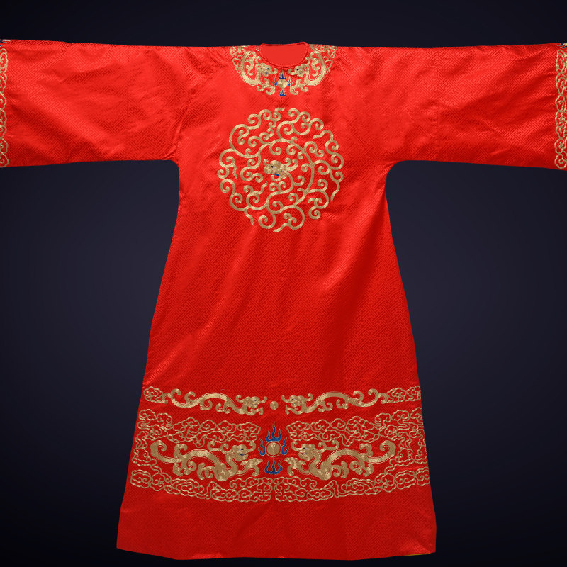 昆曲改良官衣红色京剧舞台装机绣真丝戏曲文官演出戏服男士官衣