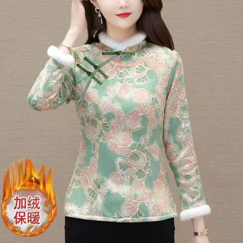 中年妈妈2025秋冬款加绒加厚旗袍