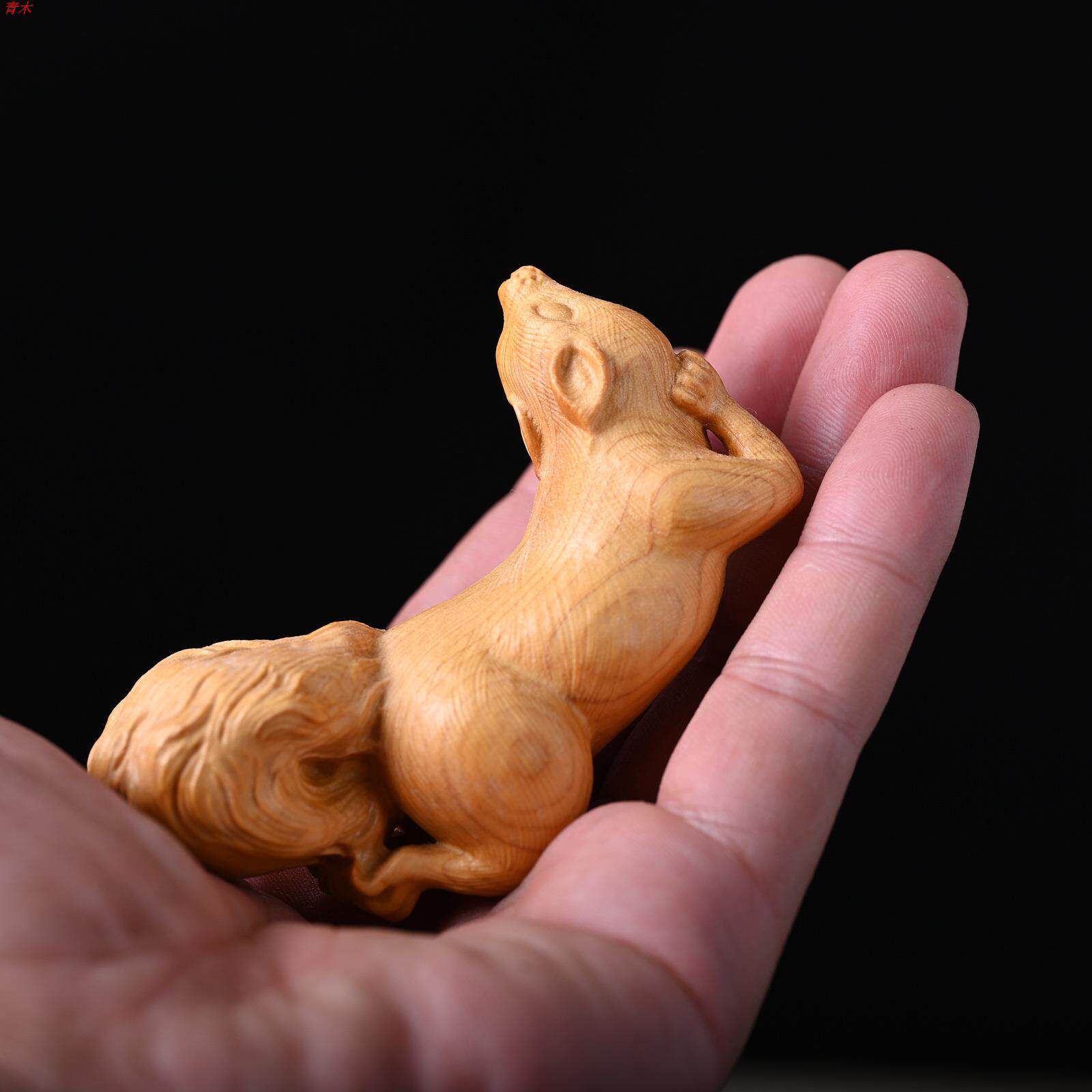 崖柏木雕可爱松鼠笔搁创意笔架实木雕刻家居摆件伴手礼盘玩手把件