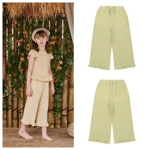 100 been韩国直邮代购 童装 休闲宽松八分裤 165 2025夏儿童黄绿时尚