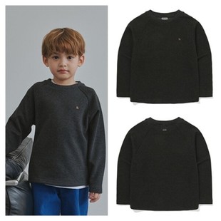 100 T恤童装 165 2025秋春儿童炭灰圆领套头长袖 been韩国直邮代购